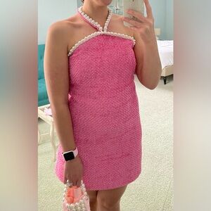 Tuckernuck Pink and pearl tweed dress